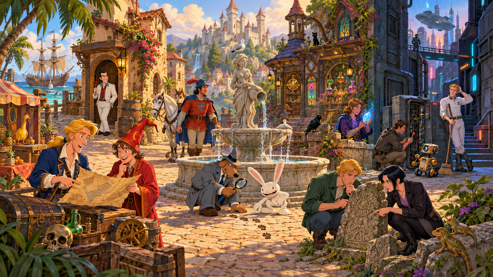 La piazza delle avventure, tra pirati, magia e fantascienza