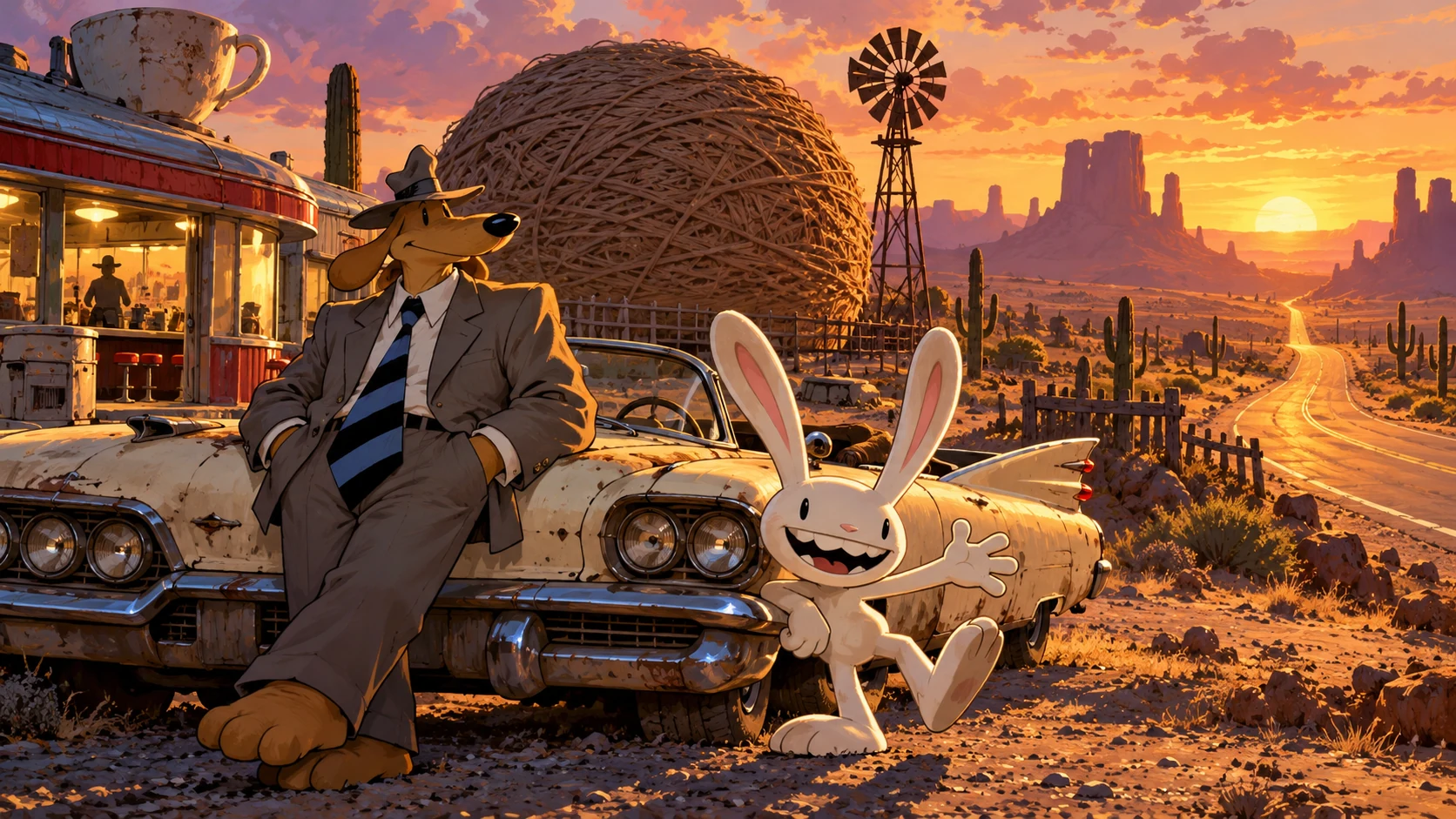 Ilustração original inspirada em Sam & Max Hit the Road