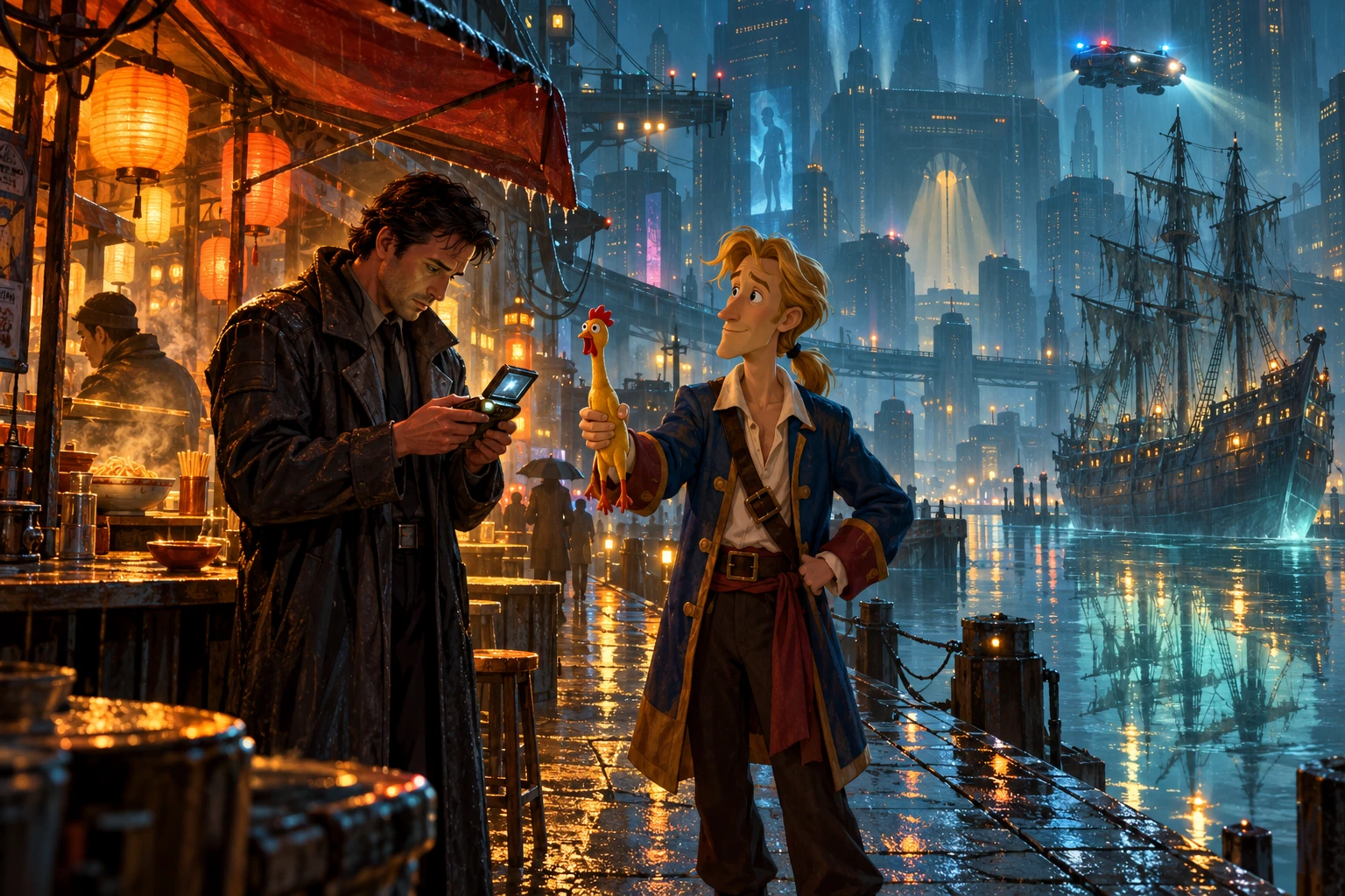Blade Runner incontra Monkey Island · illustrazione originale del sito, interpretazione dei due mondi e non schermata ufficiale.