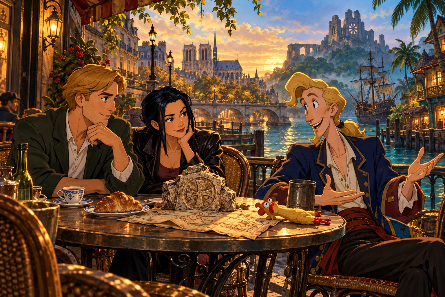Broken Sword: Il segreto dei Templari incontra Monkey Island · illustrazione originale del sito, interpretazione dei due mondi e non schermata ufficiale.