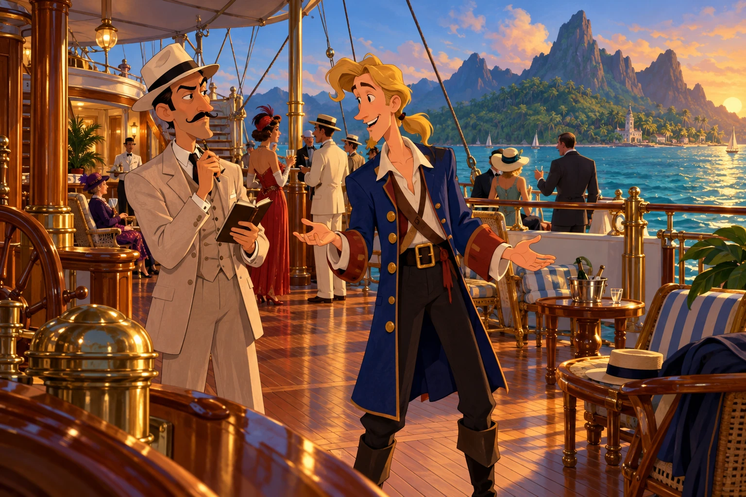 Cruise for a Corpse incontra Monkey Island · illustrazione originale del sito, interpretazione dei due mondi e non schermata ufficiale.
