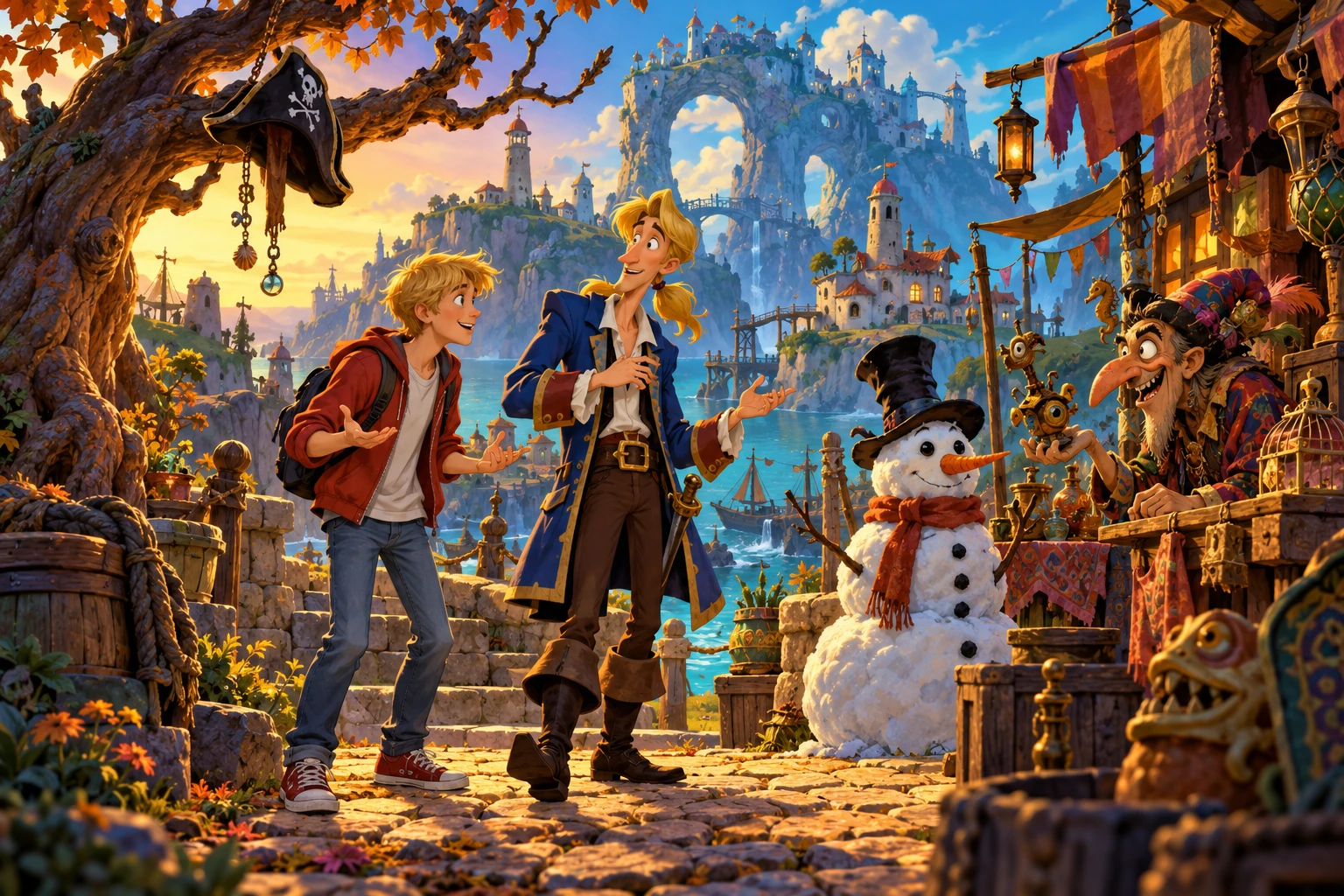 Curse of Enchantia incontra Monkey Island · illustrazione originale del sito, interpretazione dei due mondi e non schermata ufficiale.