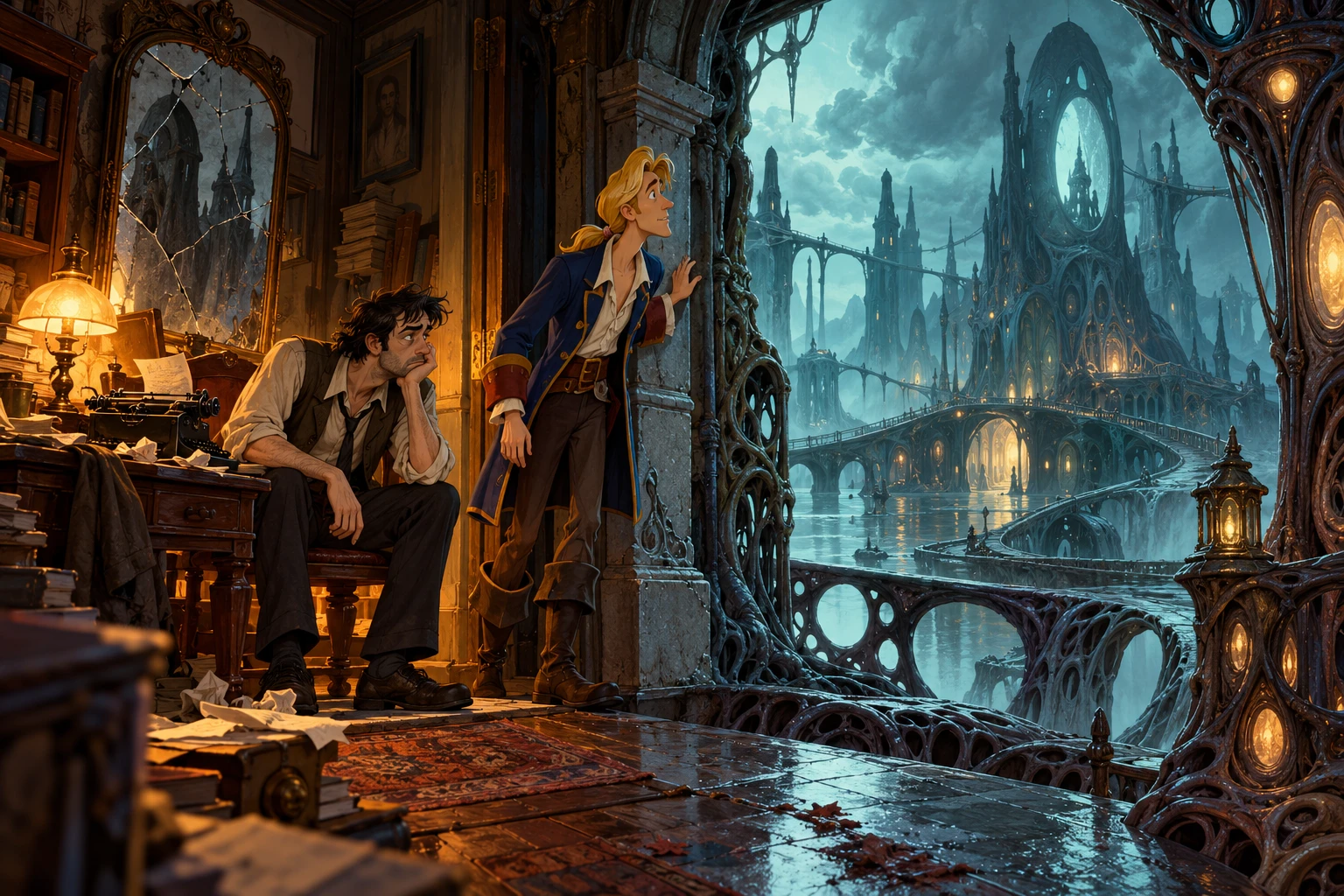 Dark Seed incontra Monkey Island · illustrazione originale del sito, interpretazione dei due mondi e non schermata ufficiale.