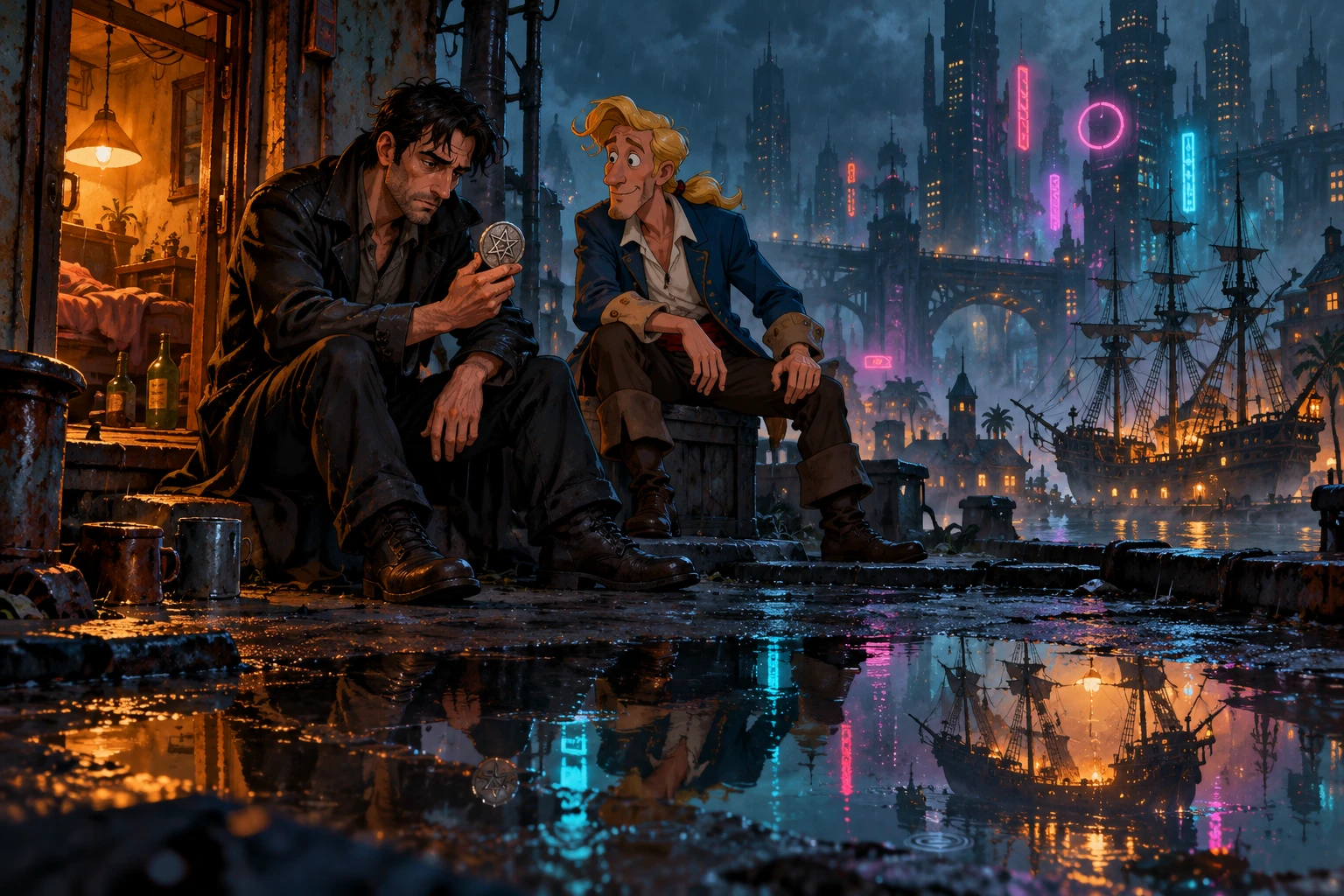 DreamWeb incontra Monkey Island · illustrazione originale del sito, interpretazione dei due mondi e non schermata ufficiale.
