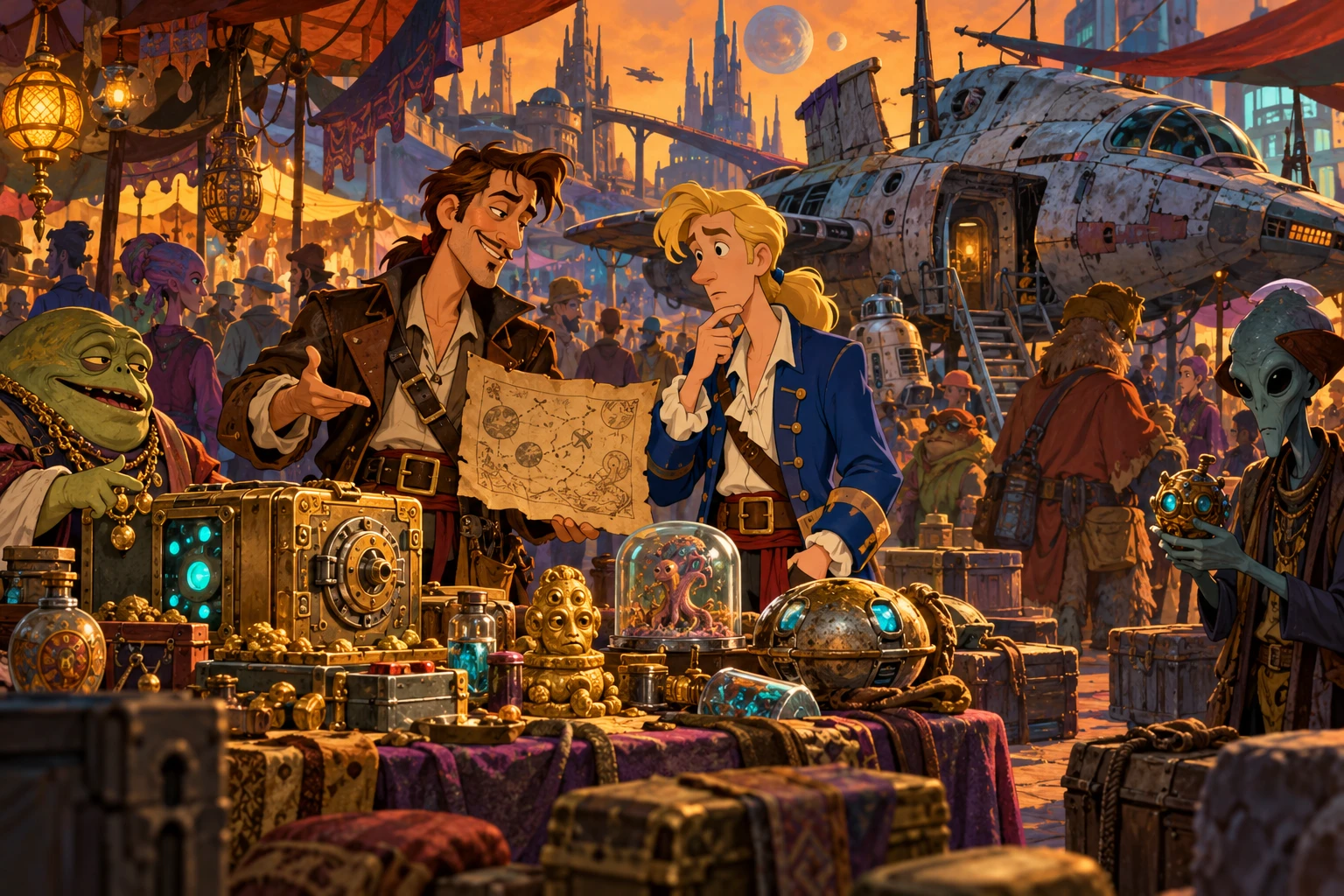 Innocent Until Caught incontra Monkey Island · illustrazione originale del sito, interpretazione dei due mondi e non schermata ufficiale.