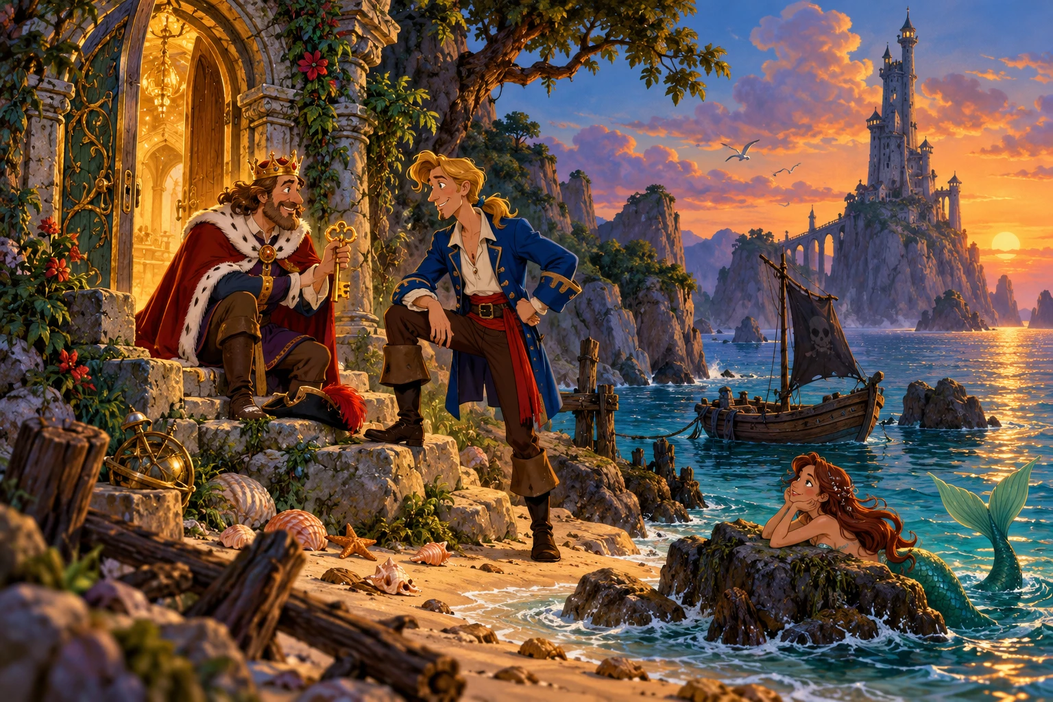 King’s Quest 2 incontra Monkey Island · illustrazione originale del sito, interpretazione dei due mondi e non schermata ufficiale.