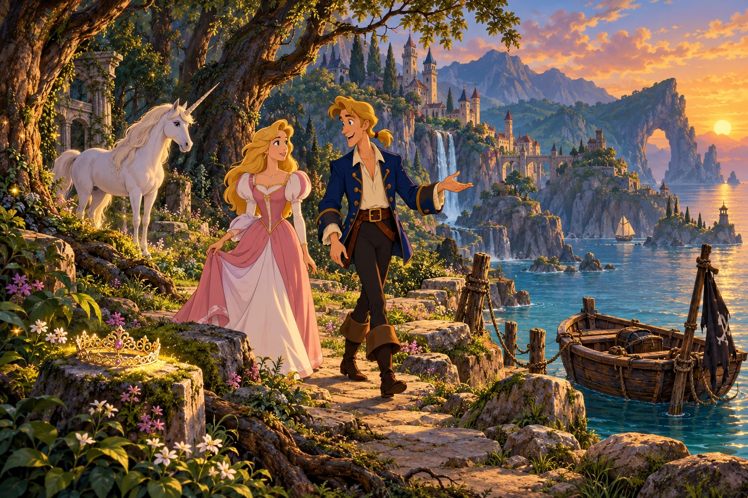 King’s Quest 4 incontra Monkey Island · illustrazione originale del sito, interpretazione dei due mondi e non schermata ufficiale.