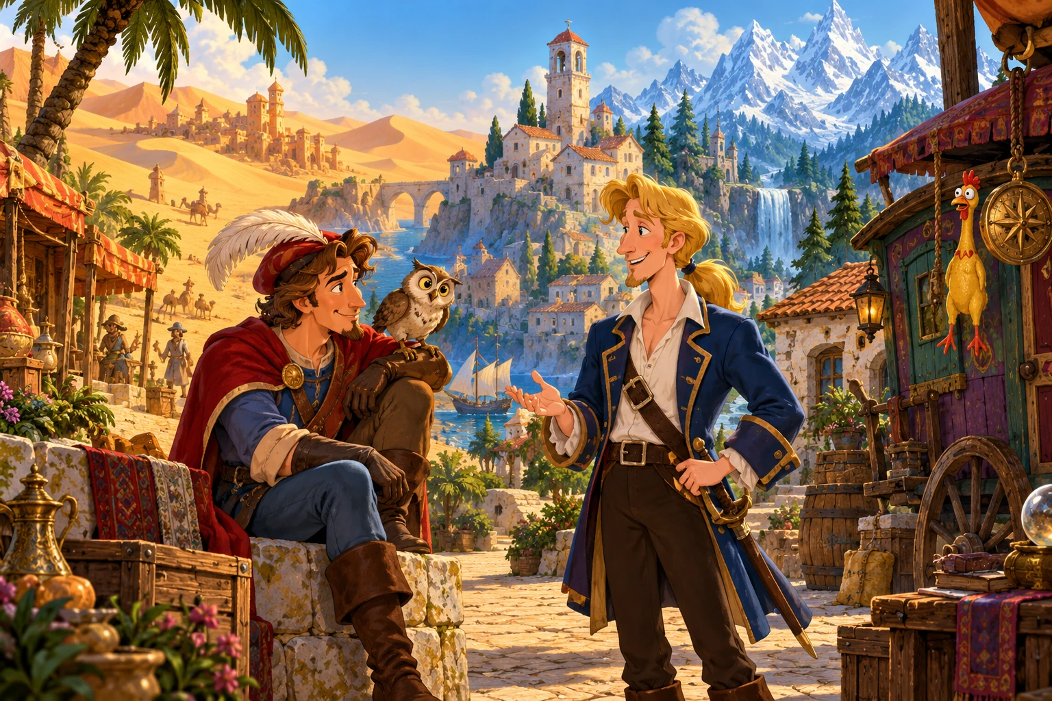 King’s Quest 5 incontra Monkey Island · illustrazione originale del sito, interpretazione dei due mondi e non schermata ufficiale.