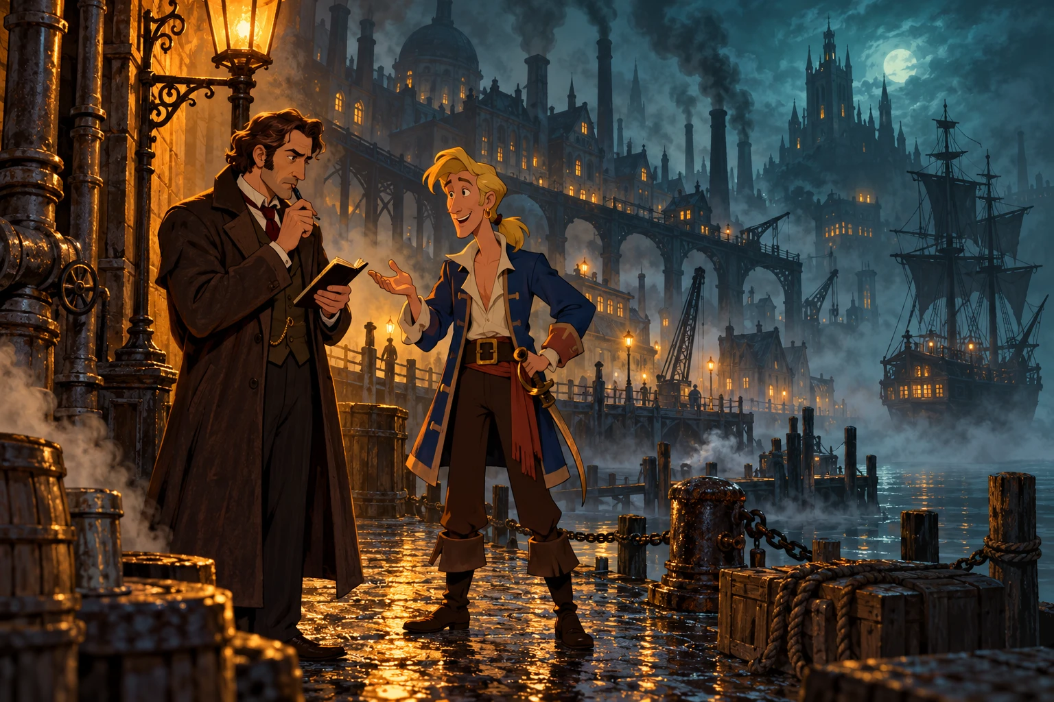 Lamplight City incontra Monkey Island · illustrazione originale del sito, interpretazione dei due mondi e non schermata ufficiale.
