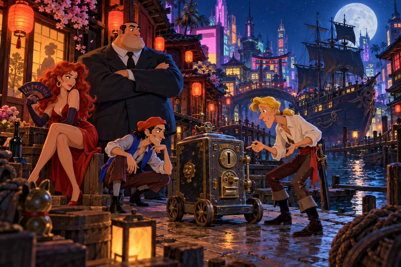 Nippon Safes, Inc. incontra Monkey Island · illustrazione originale del sito, interpretazione dei due mondi e non schermata ufficiale.