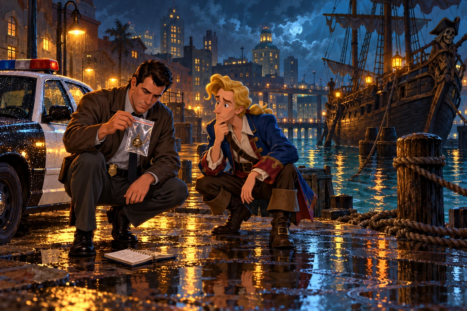 Police Quest 2 incontra Monkey Island · illustrazione originale del sito, interpretazione dei due mondi e non schermata ufficiale.