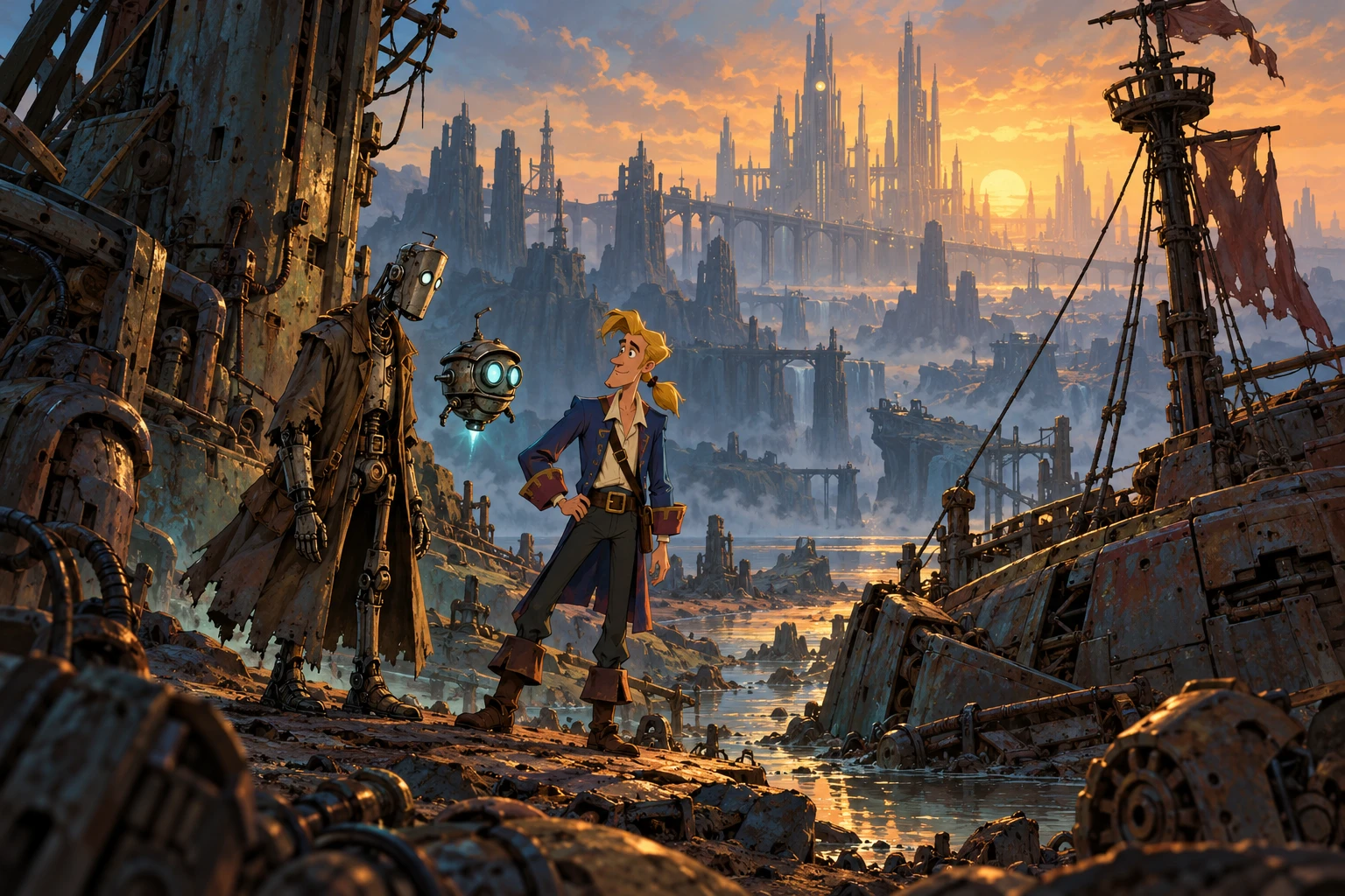 Primordia incontra Monkey Island · illustrazione originale del sito, interpretazione dei due mondi e non schermata ufficiale.