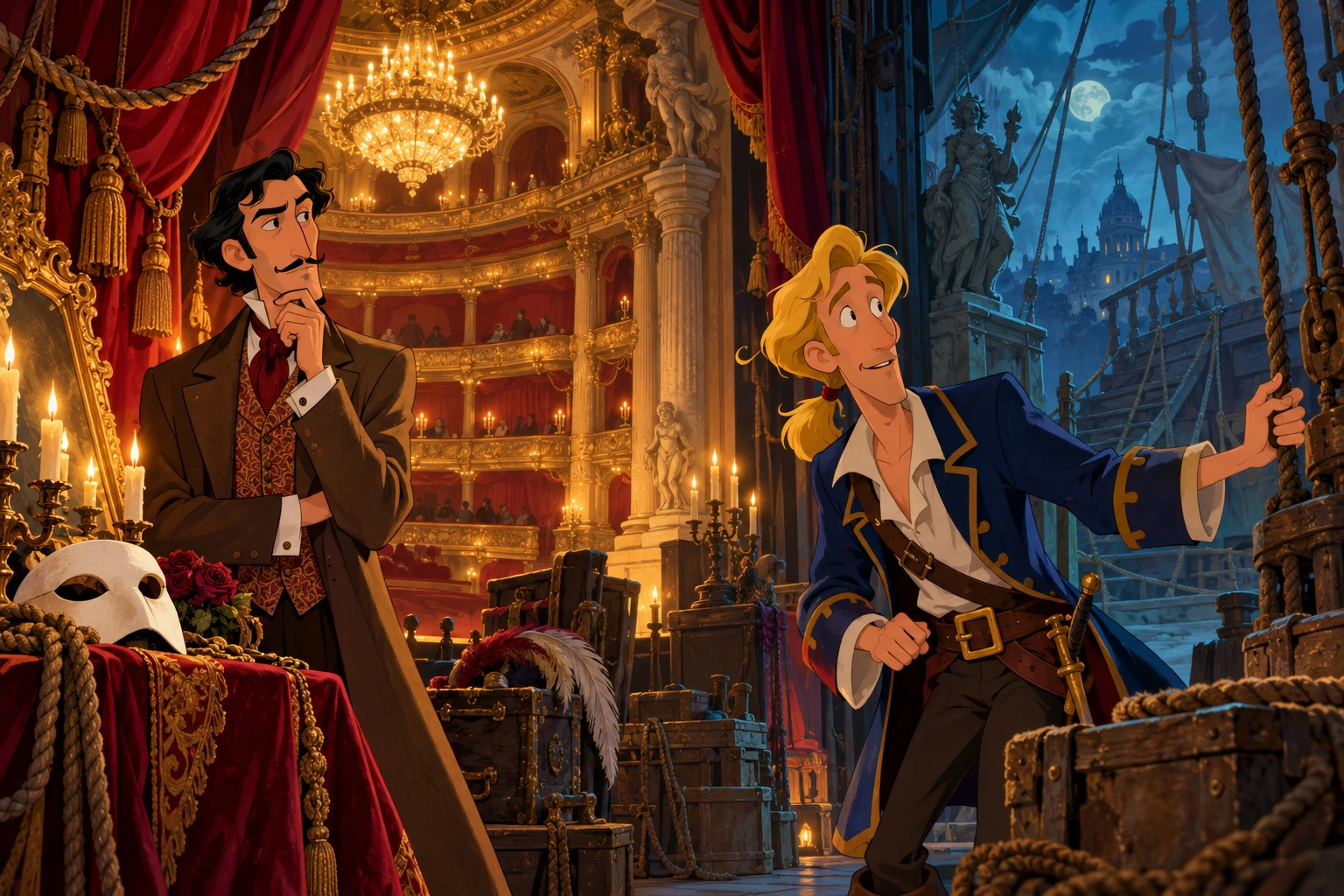 Return of the Phantom incontra Monkey Island · illustrazione originale del sito, interpretazione dei due mondi e non schermata ufficiale.