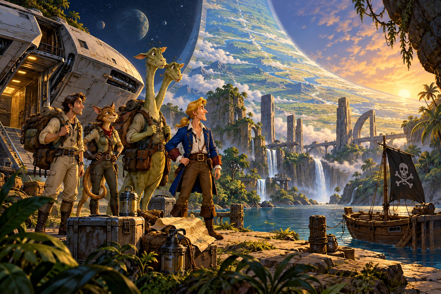 Return to Ringworld incontra Monkey Island · illustrazione originale del sito, interpretazione dei due mondi e non schermata ufficiale.