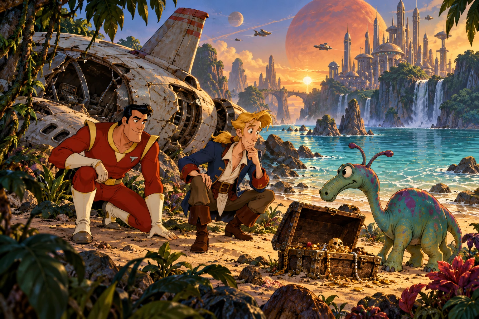 Rex Nebular and the Cosmic Gender Bender incontra Monkey Island · illustrazione originale del sito, interpretazione dei due mondi e non schermata ufficiale.