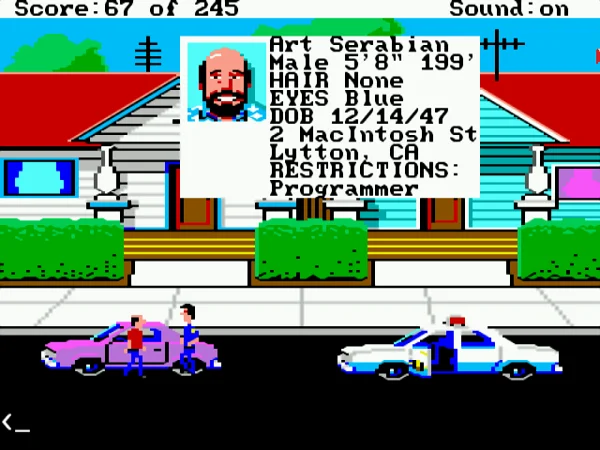 Police Quest 1 · Schermata del gioco 1