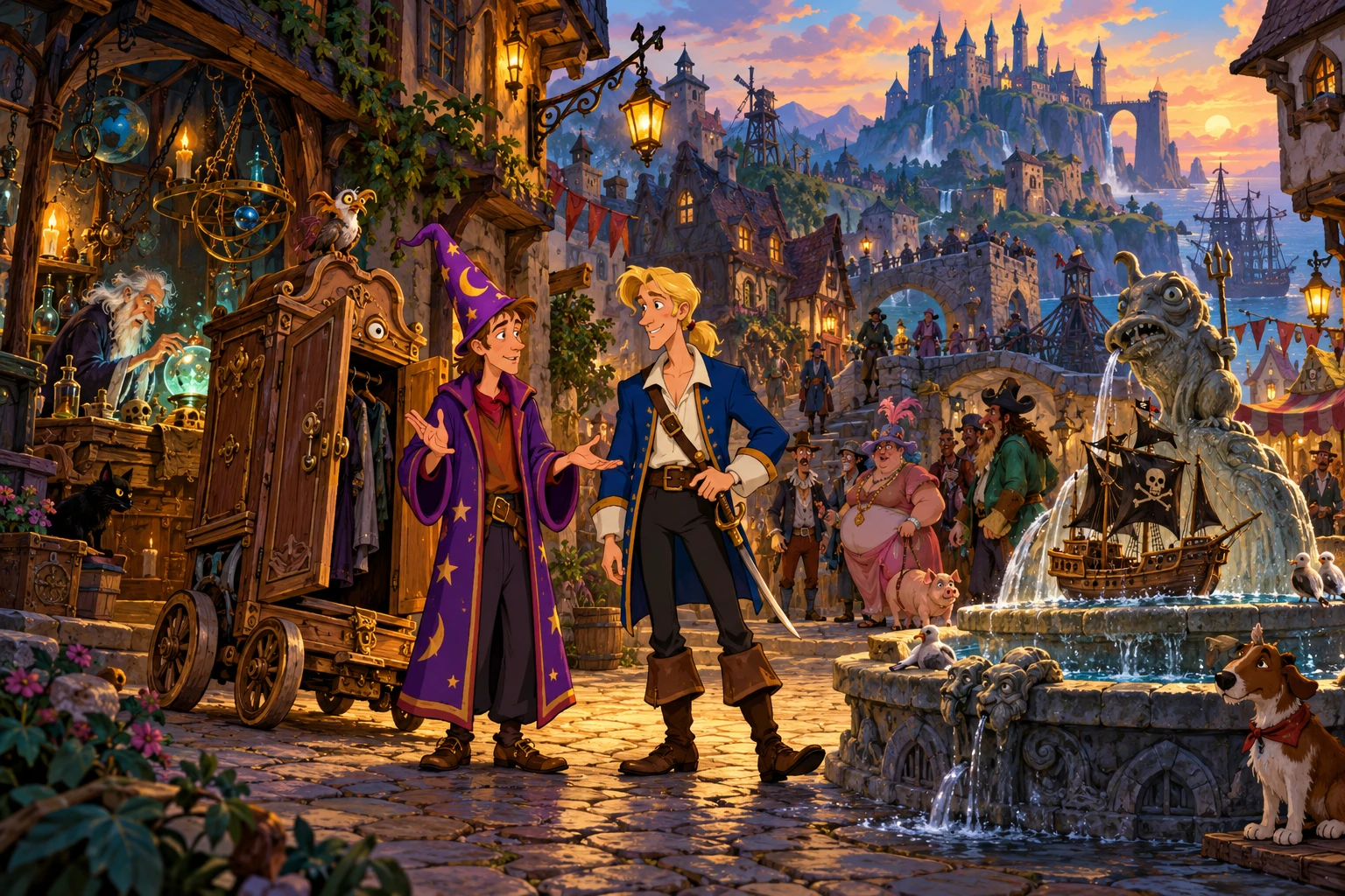 Simon the Sorcerer 2 incontra Monkey Island · illustrazione originale del sito, interpretazione dei due mondi e non schermata ufficiale.