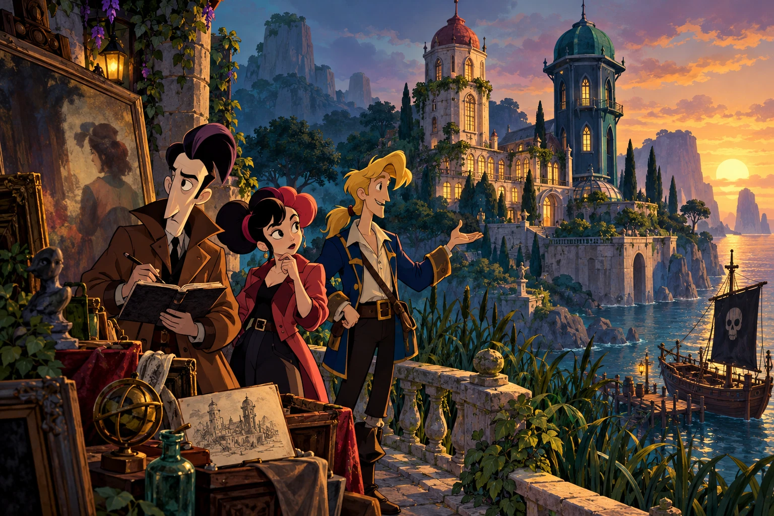 Tangle Tower incontra Monkey Island · illustrazione originale del sito, interpretazione dei due mondi e non schermata ufficiale.