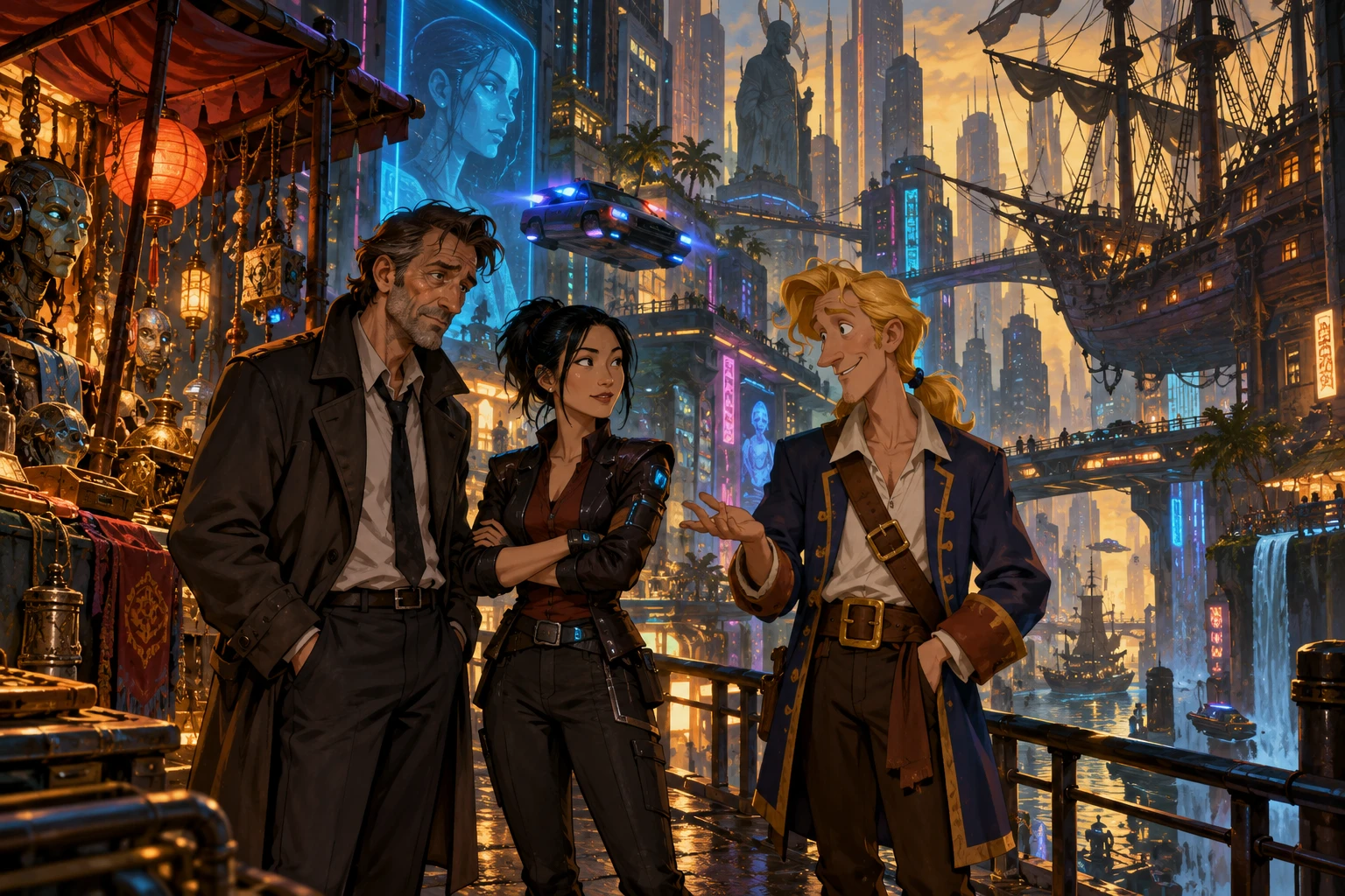 Technobabylon incontra Monkey Island · illustrazione originale del sito, interpretazione dei due mondi e non schermata ufficiale.