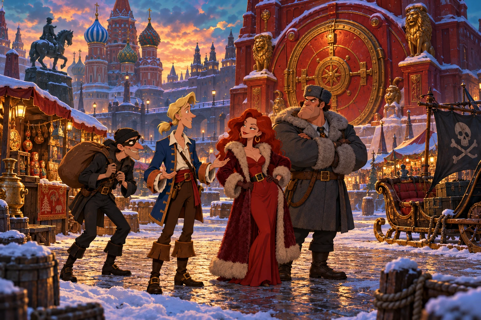 The Big Red Adventure incontra Monkey Island · illustrazione originale del sito, interpretazione dei due mondi e non schermata ufficiale.