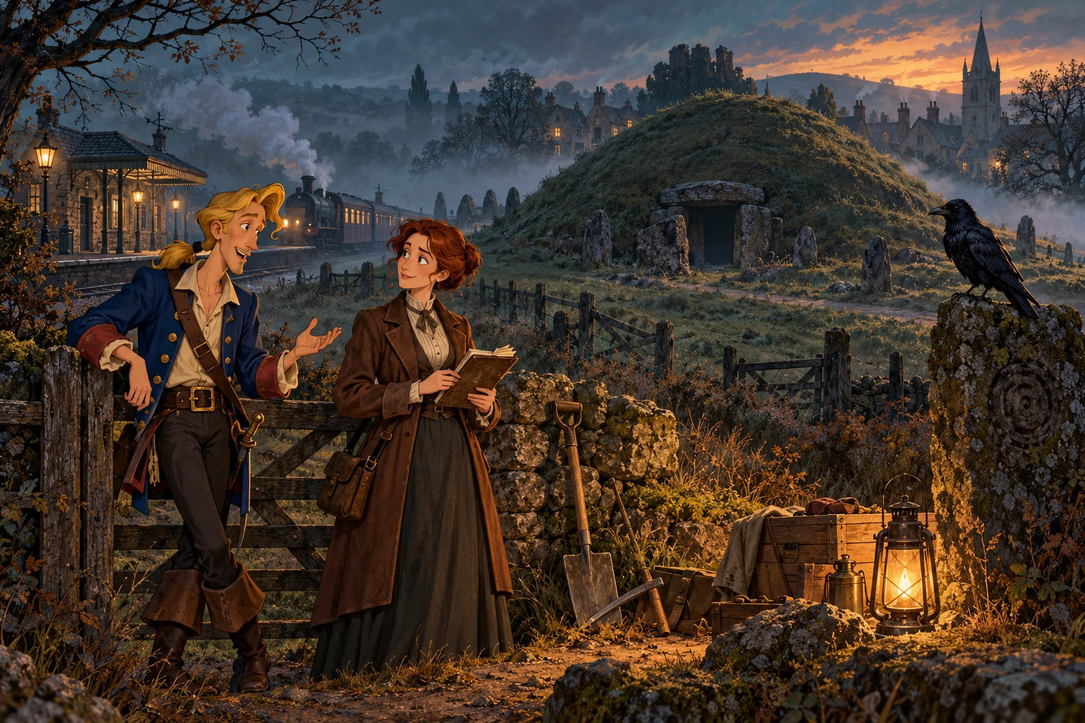 The Excavation of Hob's Barrow incontra Monkey Island · illustrazione originale del sito, interpretazione dei due mondi e non schermata ufficiale.