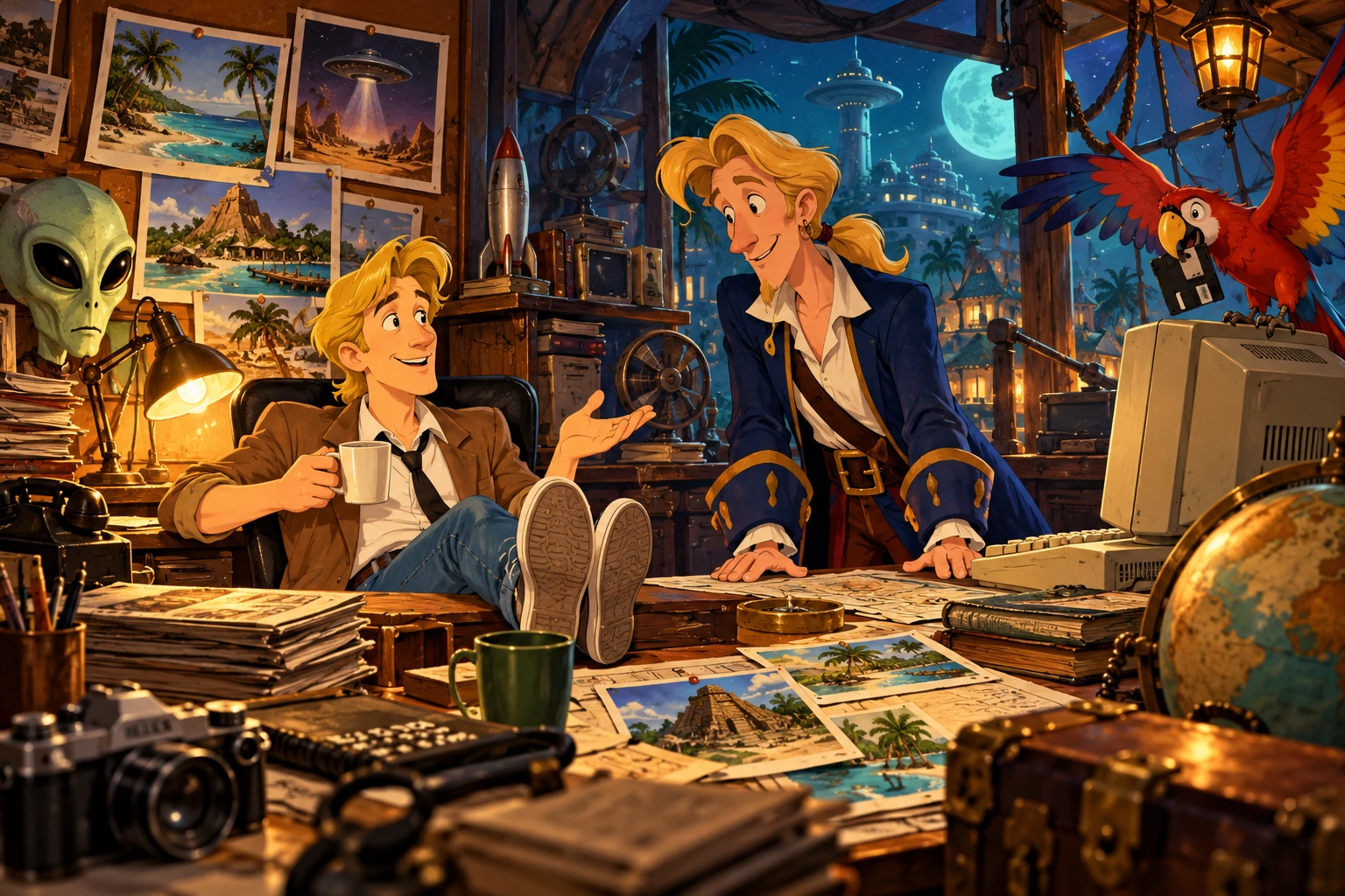 The New Adventures of Zak McKracken incontra Monkey Island · illustrazione originale del sito, interpretazione dei due mondi e non schermata ufficiale.