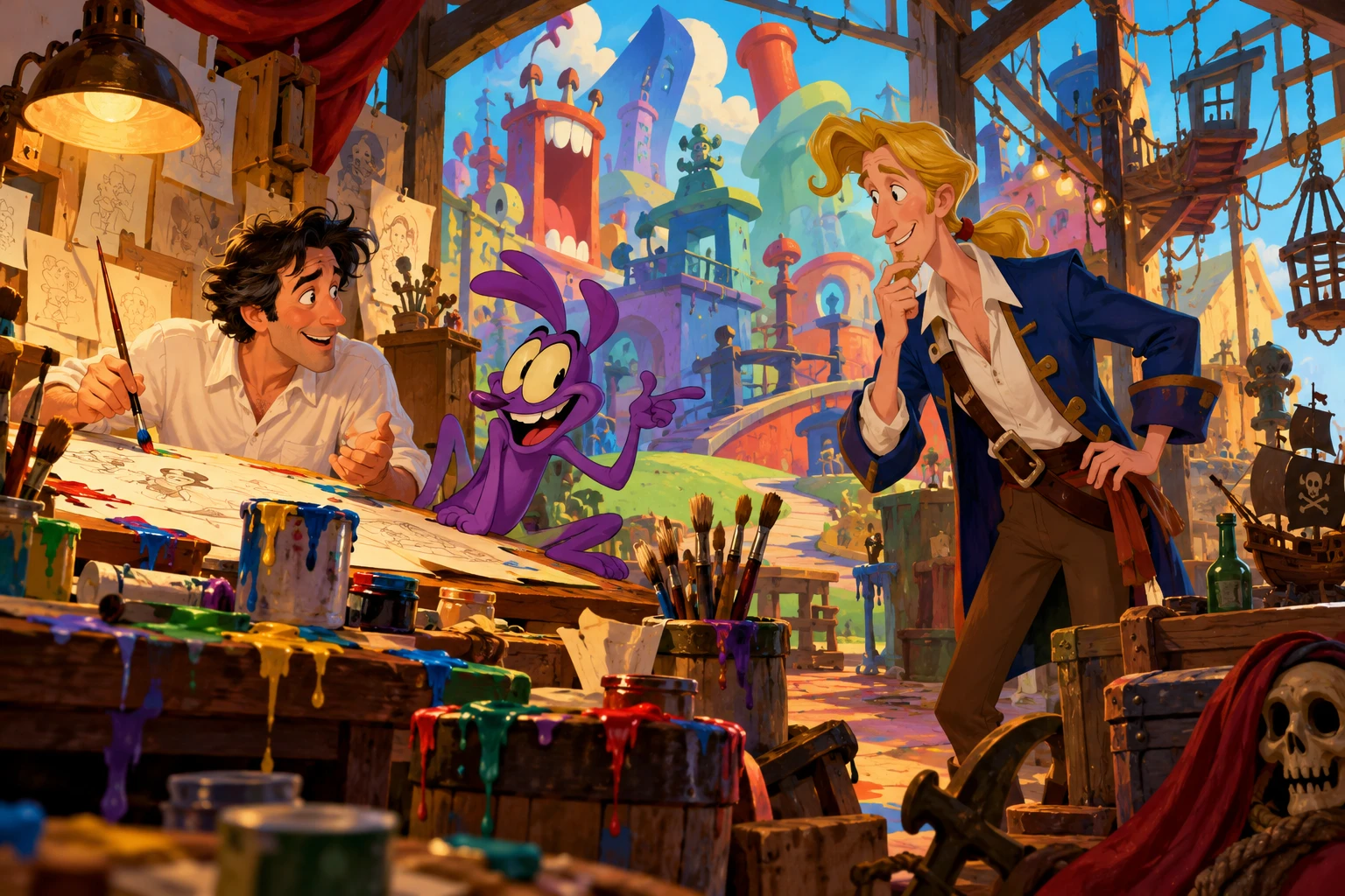 Toonstruck incontra Monkey Island · illustrazione originale del sito, interpretazione dei due mondi e non schermata ufficiale.