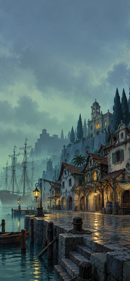 Isla Lucre en la niebla · fondo de pantalla del teléfono inteligente